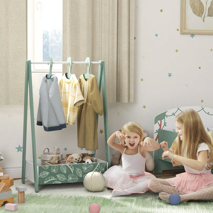 Kids Clothing Rack with Storage Shelf, Hangers, Green Kids Bedroom Furniture at Gallery Canada