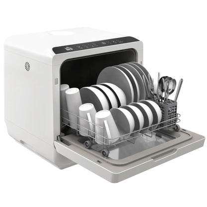 Portable Counter Dishwasher, 4 Place Settings, 5 Programs, Air-Dry, 6L Tank Small Kitchen Appliances White, Black at Gallery Canada