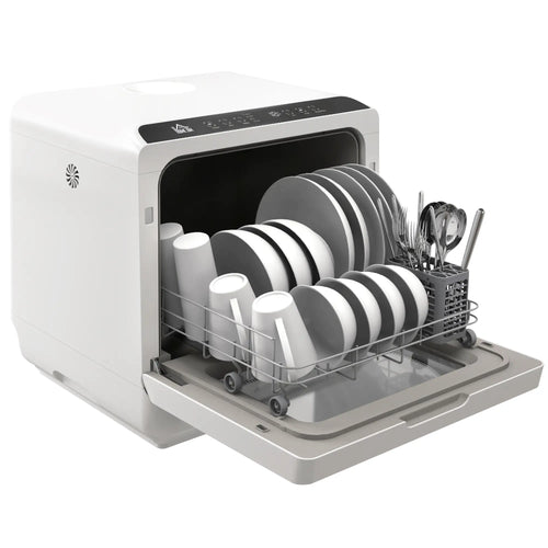 Portable Counter Dishwasher, 4 Place Settings, 5 Programs, Air-Dry, 6L Tank