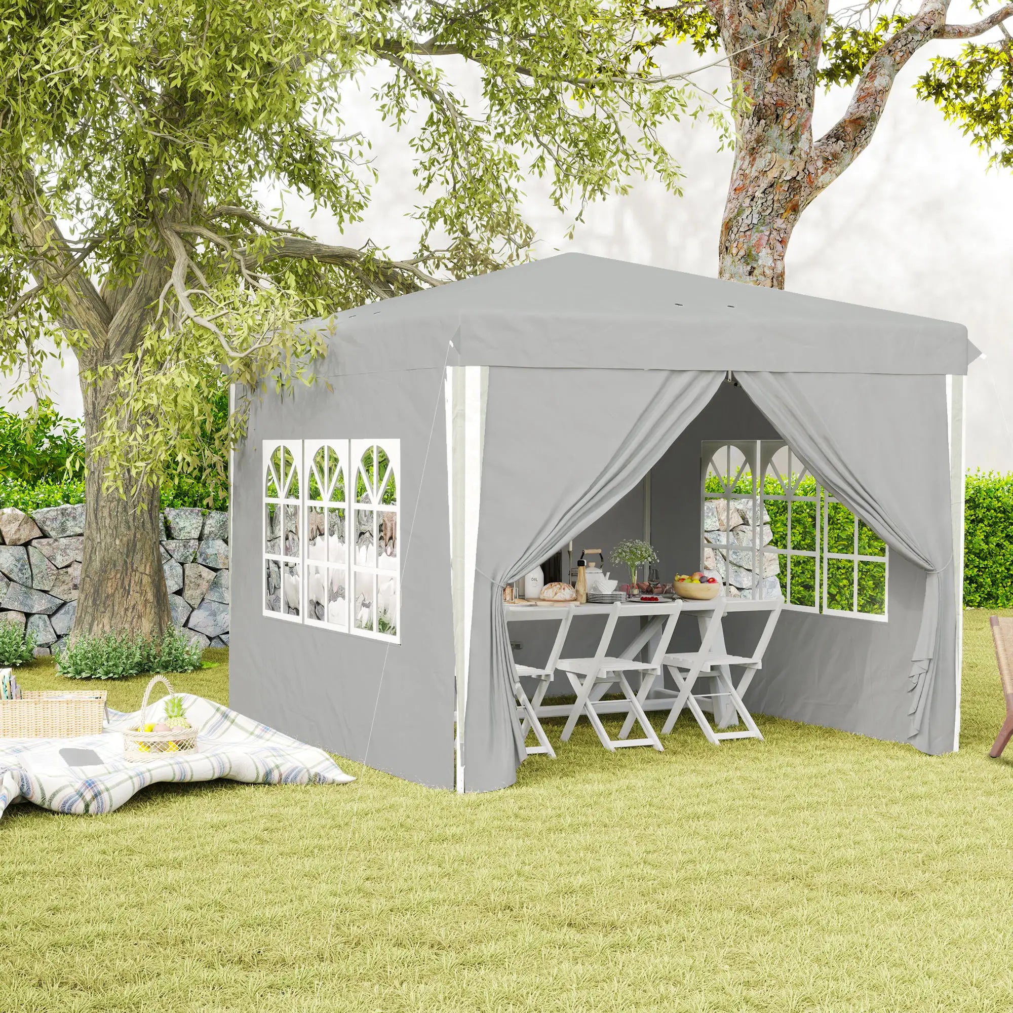 10' x 10' Pop-Up Canopy Tent, Sidewalls, Adjustable Height, Light Grey Pop Up Canopies at Gallery Canada
