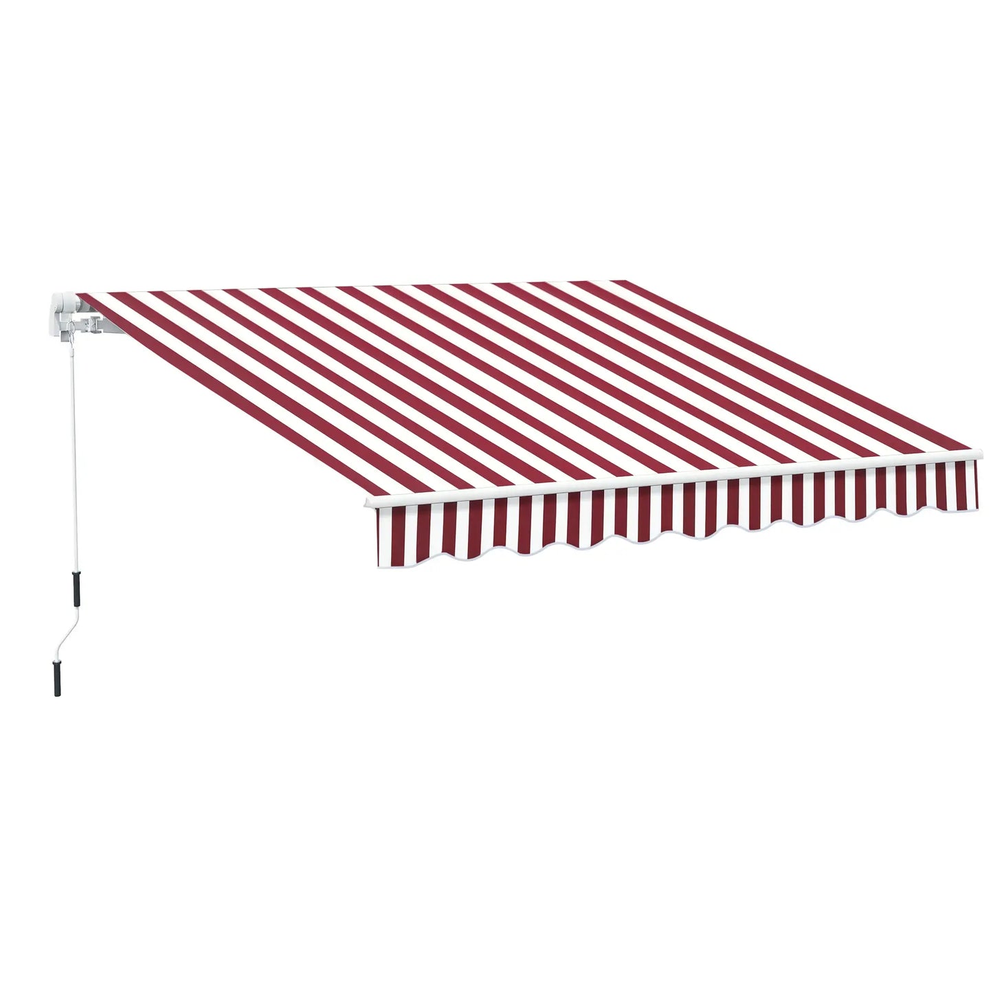 10' x 8' Manual Retractable Awning, Sun Shade Canopy, Aluminum Frame, UV Protection, White Stripe, Wine Red Patio Awnings at Gallery Canada