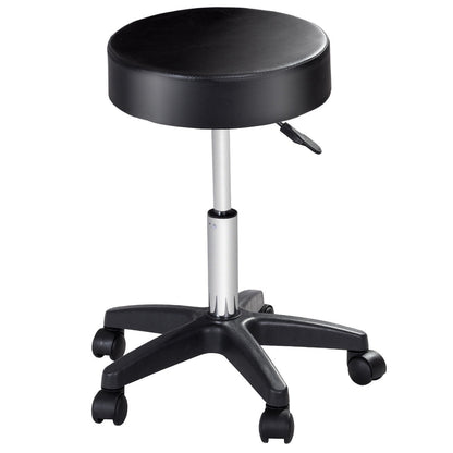 Adjustable Round Leather Swivel Bar Stool, Black