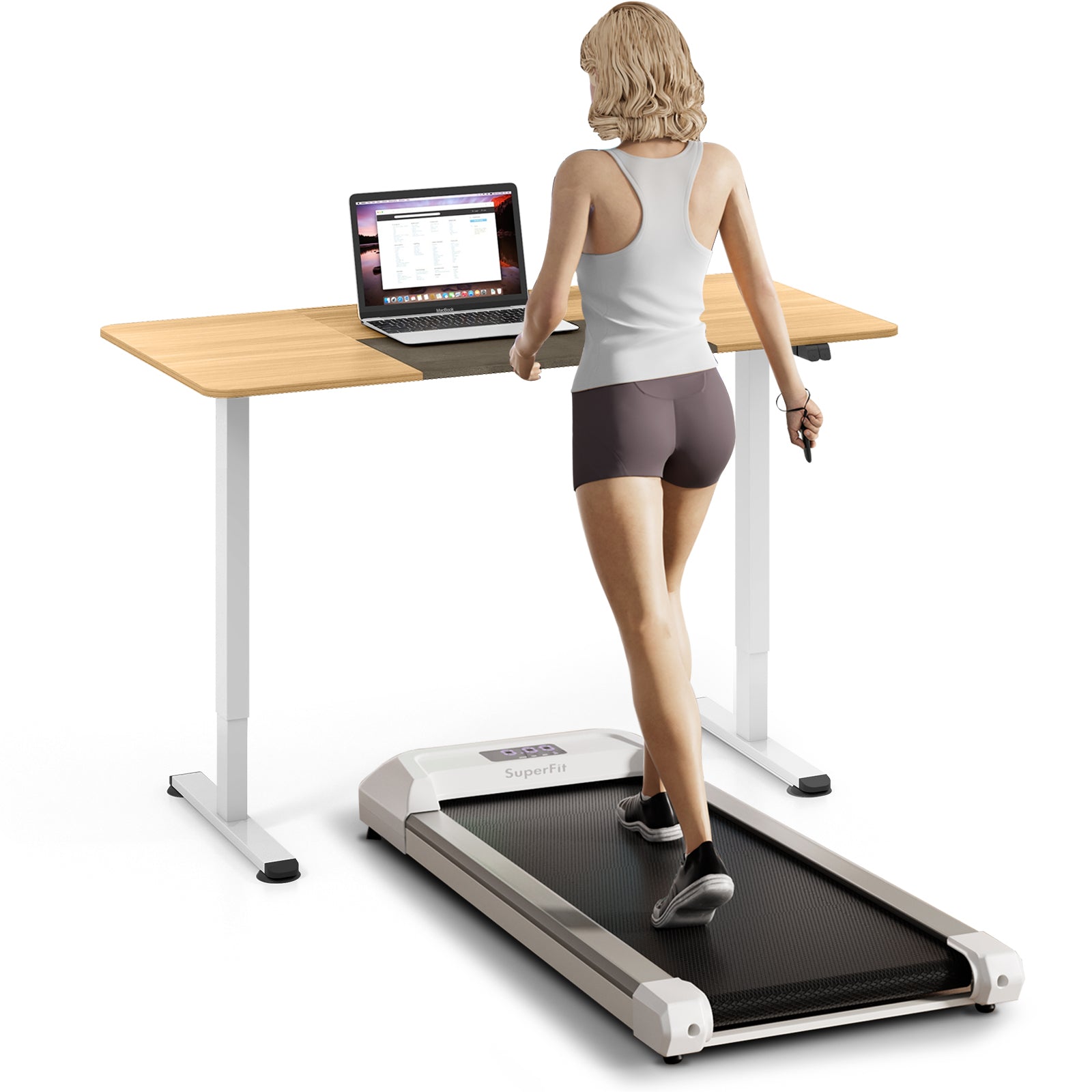 2.25 HP Walking Pad with LED Display and Remote Control, White Treadmills at Gallery Canada