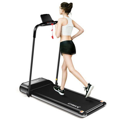 Ultra-thin Electric Folding Motorized Treadmill with LCD Monitor Low Noise, Black Treadmills at Gallery Canada