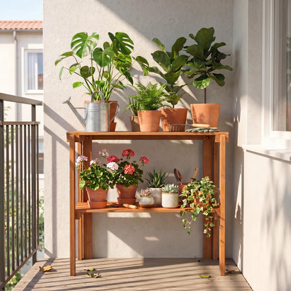 2/3-Tier Folding Wooden Storage Shelves for Entryway and Garden-2-Tier Plant Stands at Gallery Canada