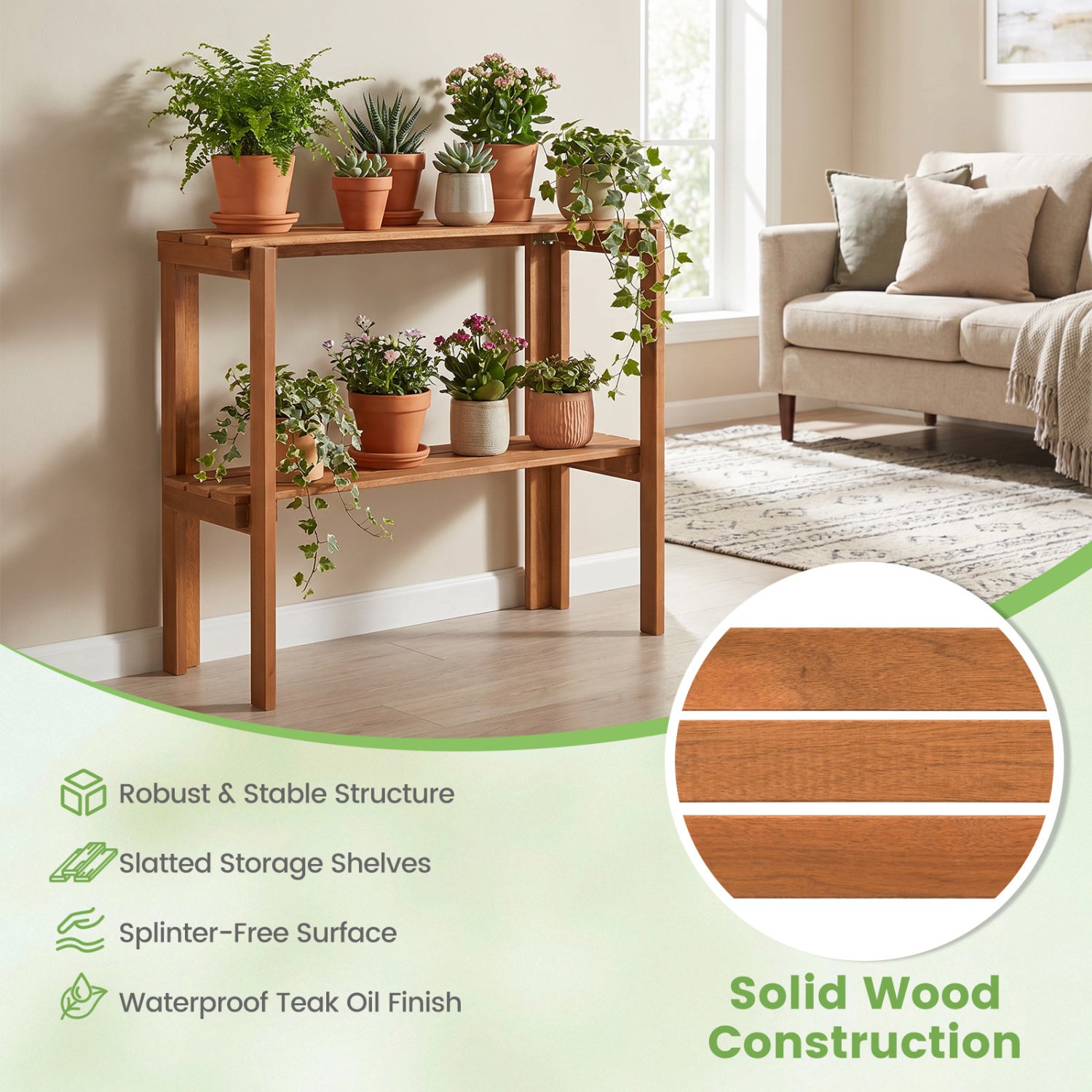 2/3-Tier Folding Wooden Storage Shelves for Entryway and Garden-2-Tier Plant Stands at Gallery Canada