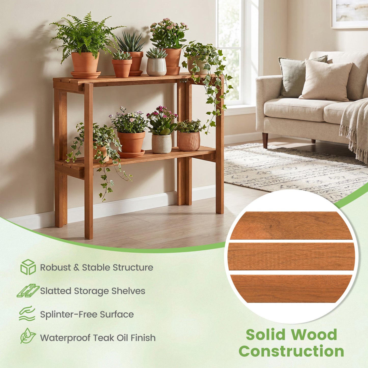 2/3-Tier Folding Wooden Storage Shelves for Entryway and Garden-2-Tier Plant Stands at Gallery Canada
