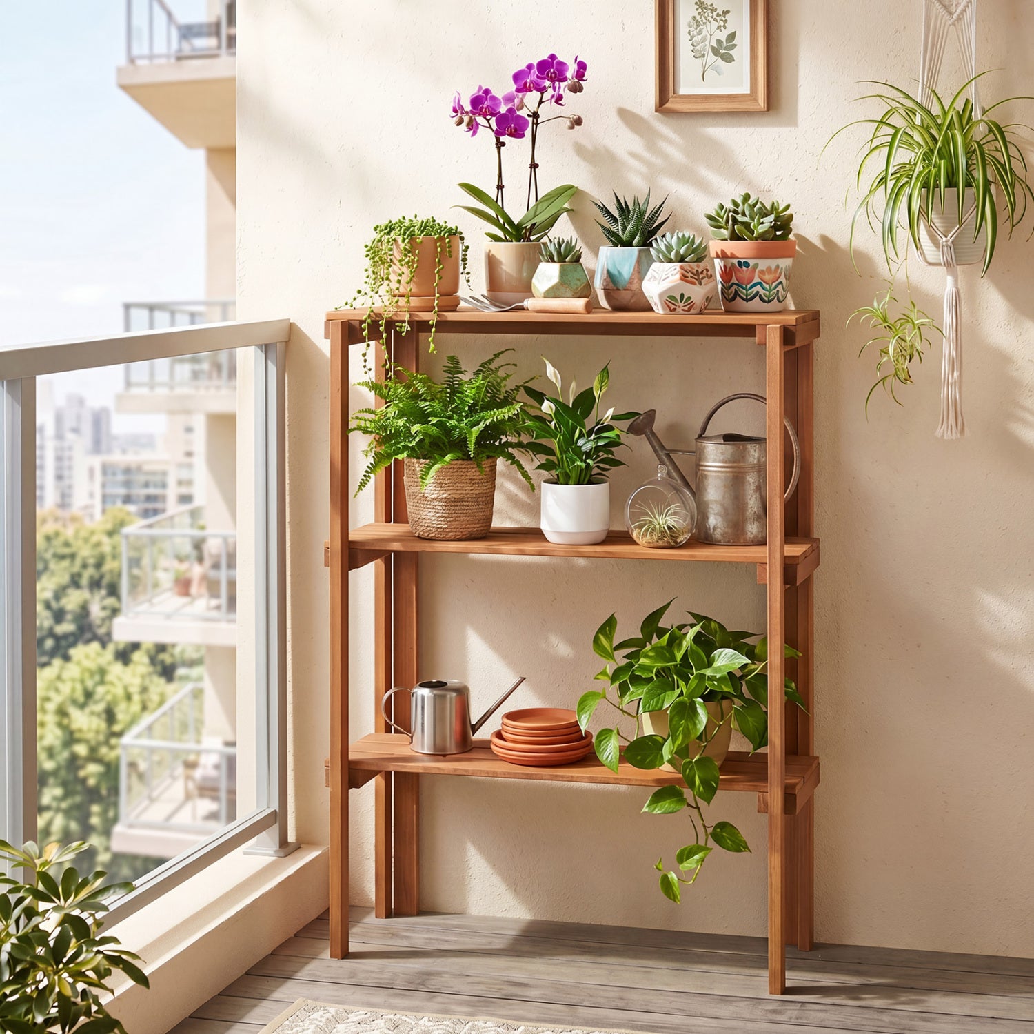 2/3-Tier Folding Wooden Storage Shelves for Entryway and Garden-3-Tier Plant Stands at Gallery Canada