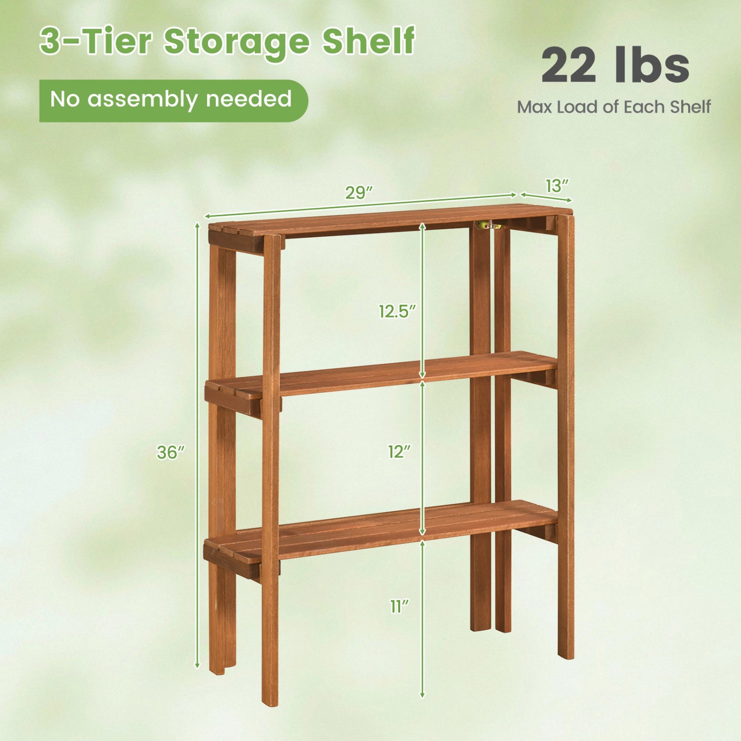 2/3-Tier Folding Wooden Storage Shelves for Entryway and Garden-3-Tier Plant Stands at Gallery Canada