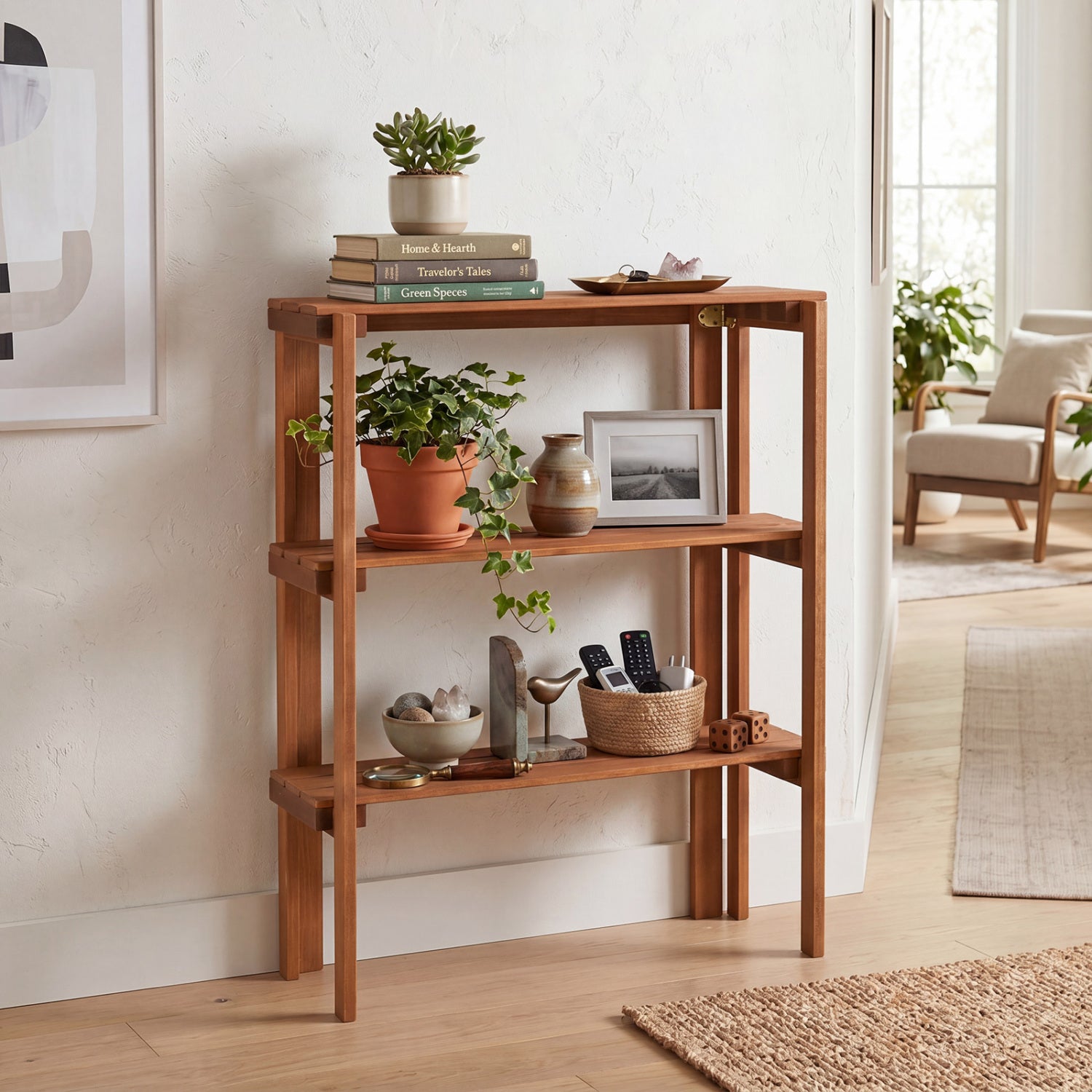 2/3-Tier Folding Wooden Storage Shelves for Entryway and Garden-3-Tier Plant Stands at Gallery Canada