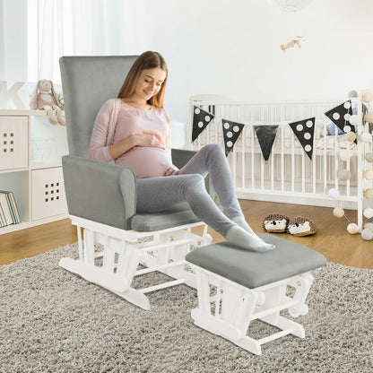 Baby Nursery Relax Rocker Rocking Chair Glider & Ottoman Set, Gray - Gallery Canada
