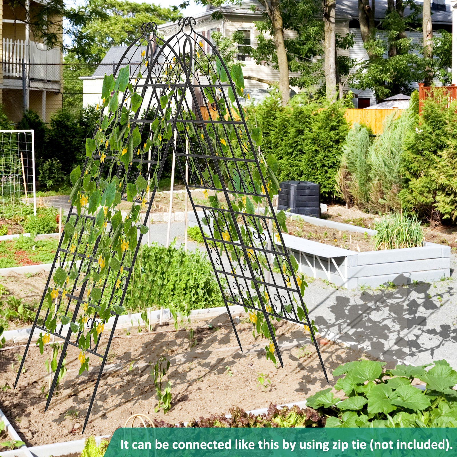 71 x 20 Inch Metal Garden Trellis, 2 Pack, Black Decorative Fencing & Flooring at Gallery Canada