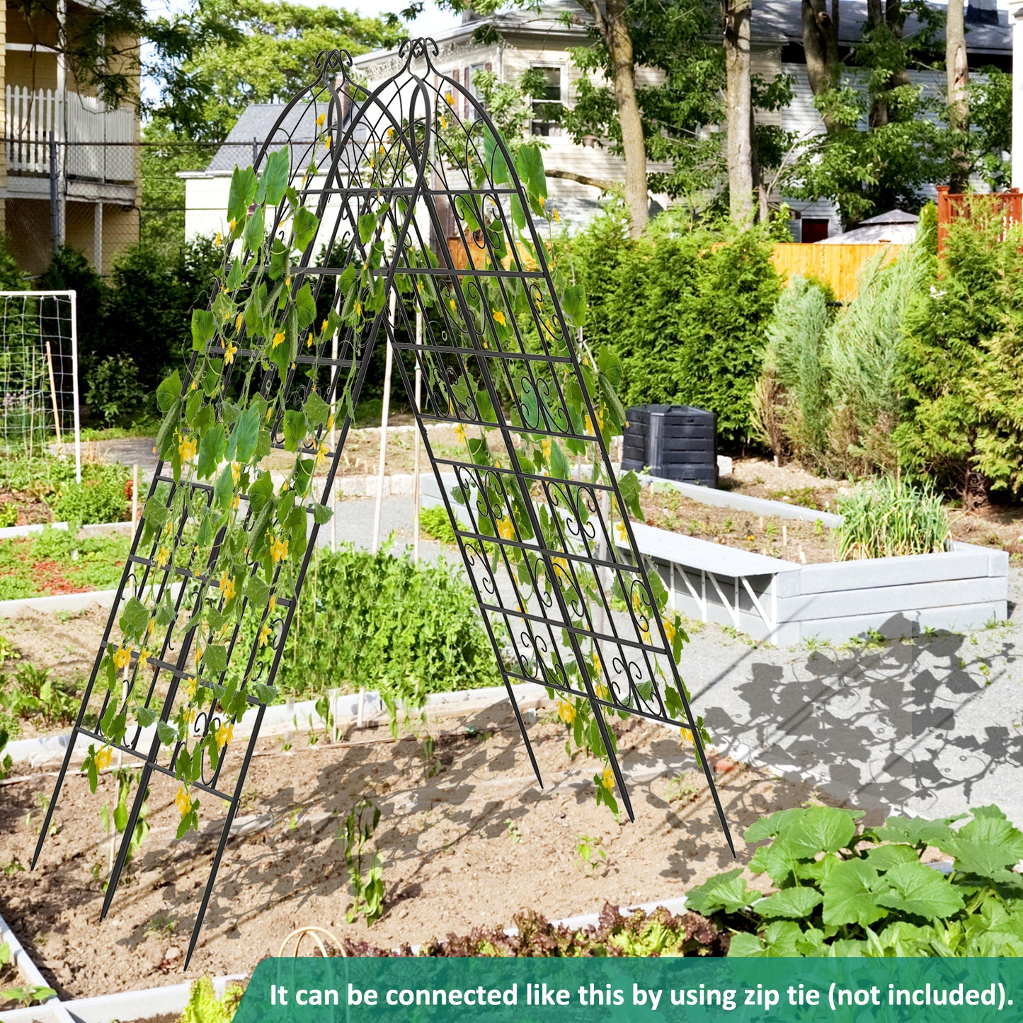 71 x 20 Inch Metal Garden Trellis, 2 Pack, Black Decorative Fencing & Flooring at Gallery Canada