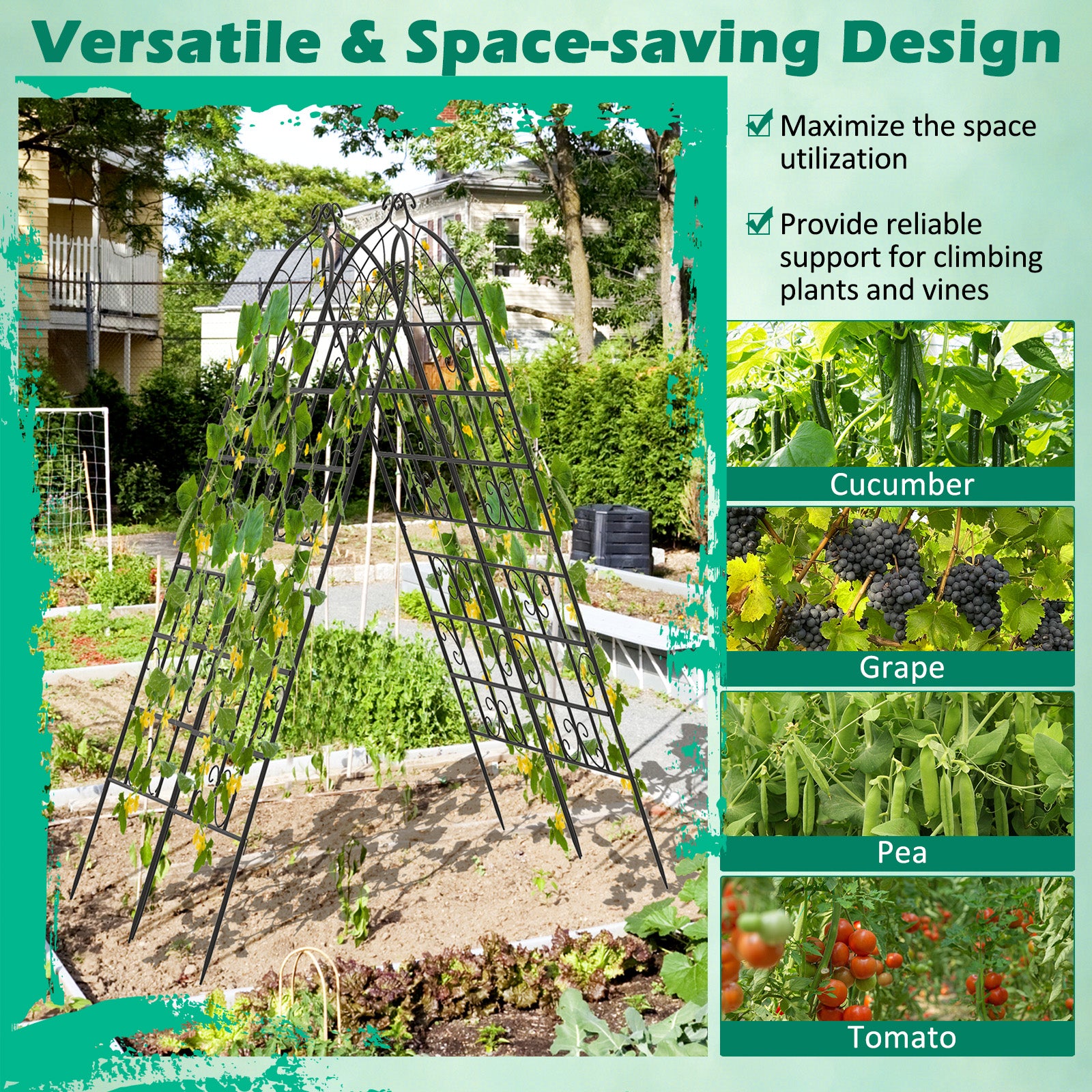 71 x 20 Inch Metal Garden Trellis, 2 Pack, Black Decorative Fencing & Flooring at Gallery Canada