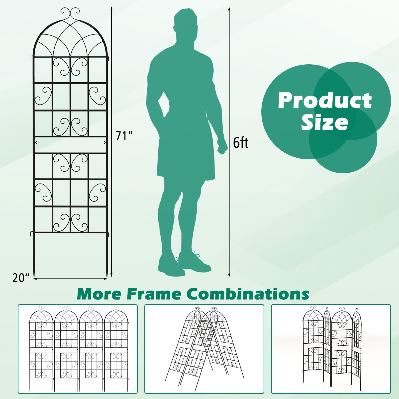 71 x 20 Inch Metal Garden Trellis, Set of 4, Black Decorative Fencing & Flooring at Gallery Canada