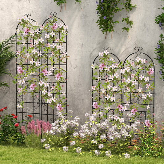 71 x 20 Inch Metal Garden Trellis, Set of 4, Black Decorative Fencing & Flooring Black at Gallery Canada