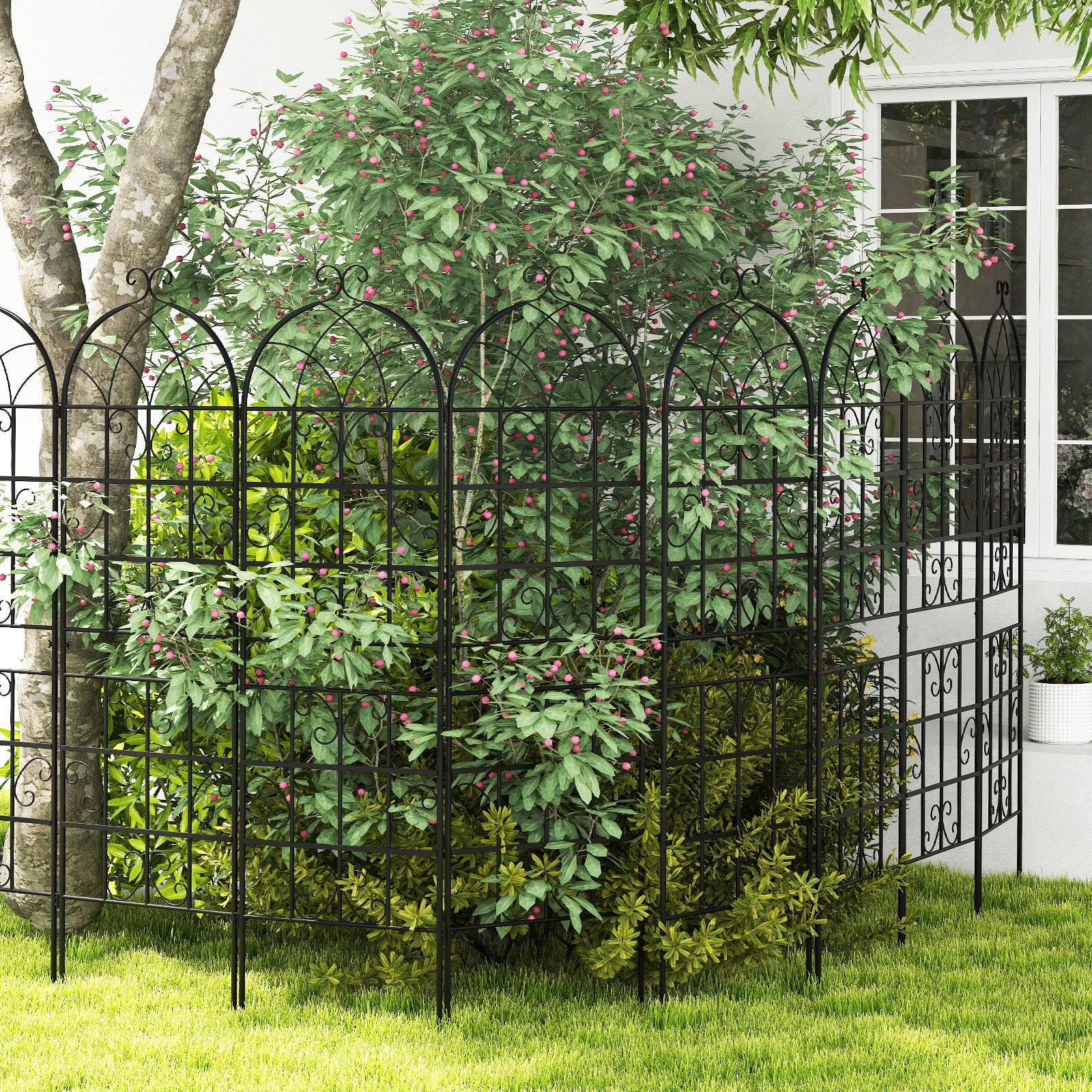 71 x 20 Inch Metal Garden Trellis, Set of 4, Black Decorative Fencing & Flooring at Gallery Canada