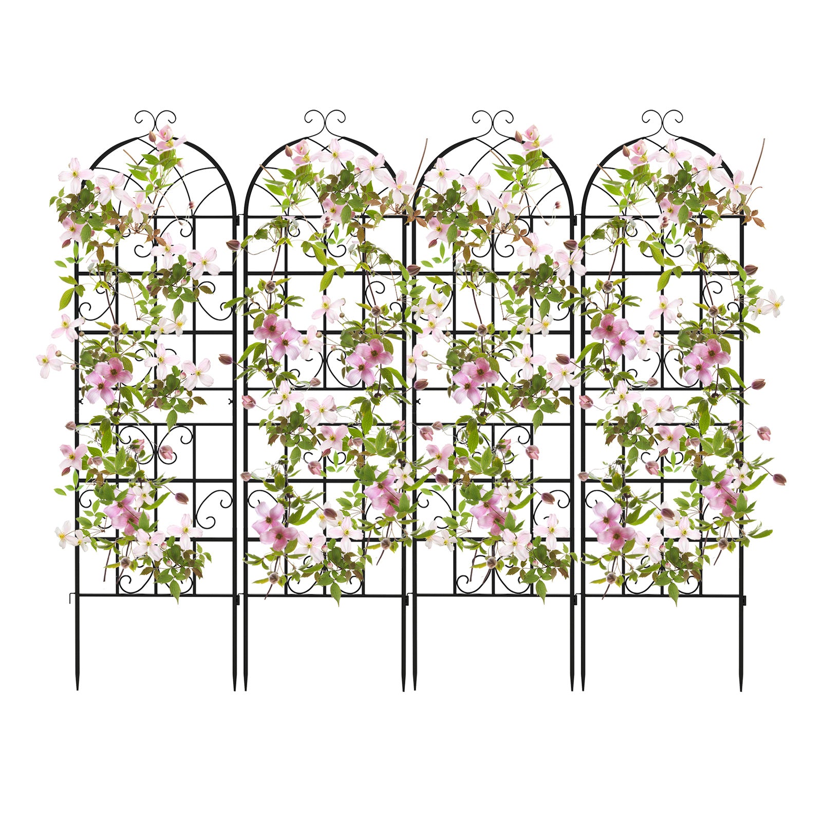 71 x 20 Inch Metal Garden Trellis, Set of 4, Black Decorative Fencing & Flooring at Gallery Canada