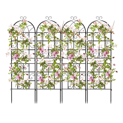 71 x 20 Inch Metal Garden Trellis, Set of 4, Black Decorative Fencing & Flooring at Gallery Canada