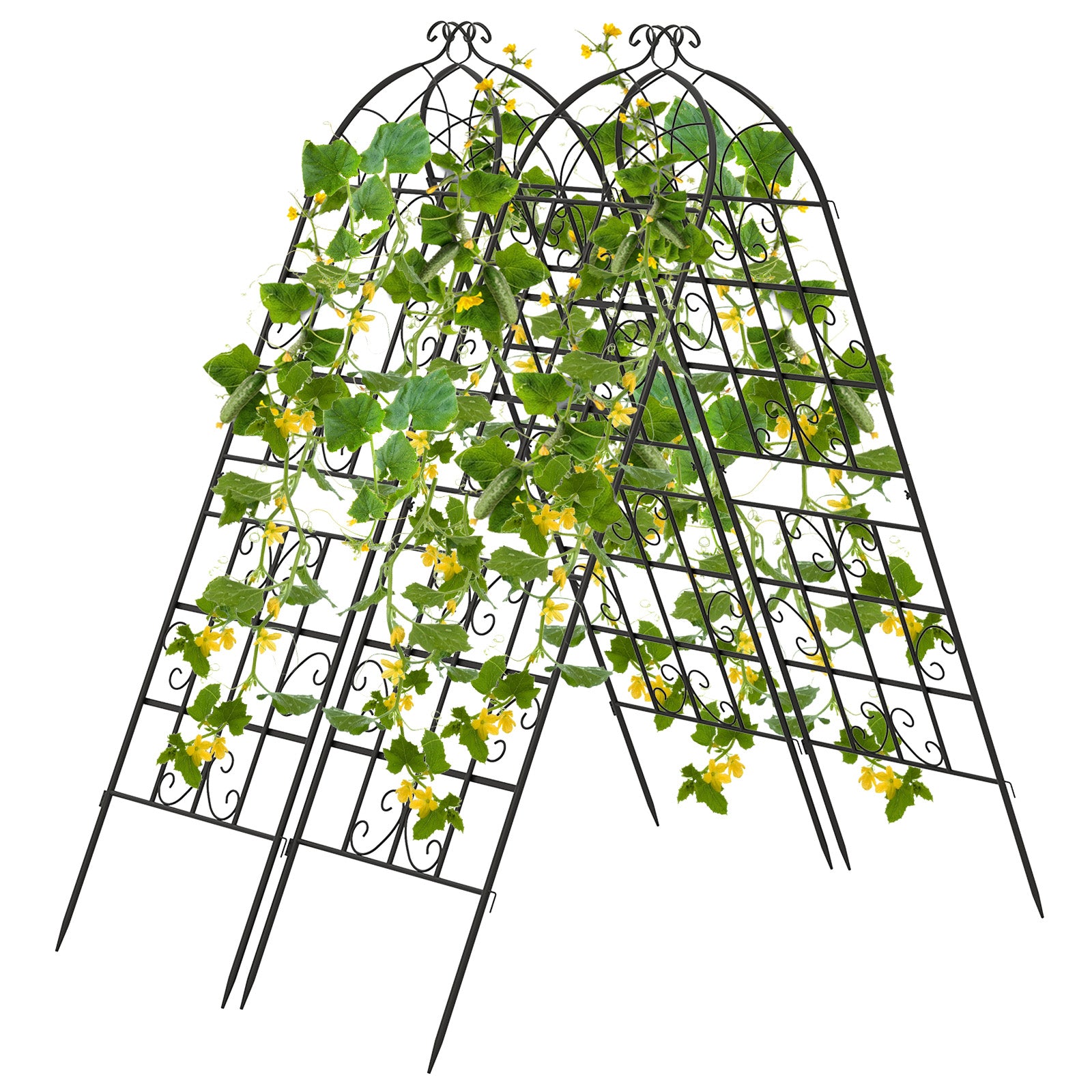 71 x 20 Inch Metal Garden Trellis, Set of 4, Black Decorative Fencing & Flooring at Gallery Canada