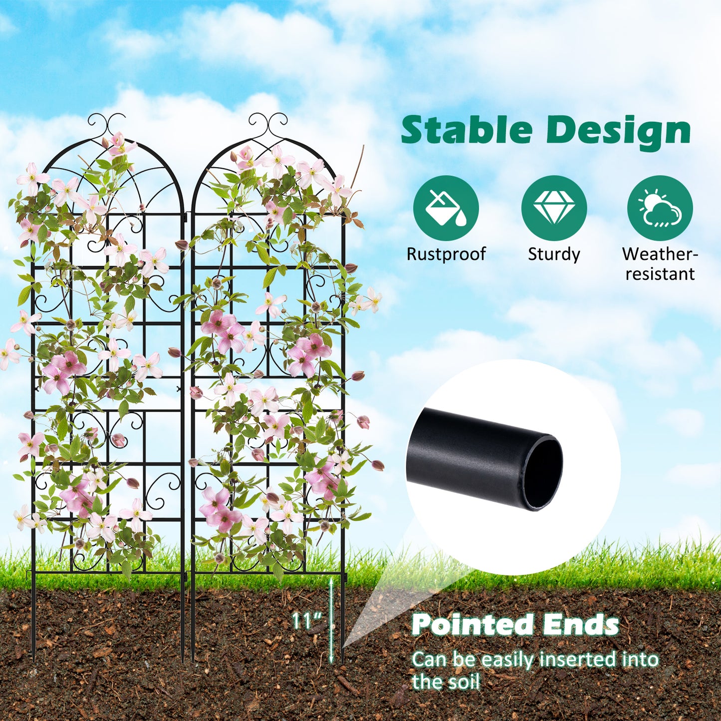 71 x 20 Inch Metal Garden Trellis, Set of 4, Black Decorative Fencing & Flooring at Gallery Canada