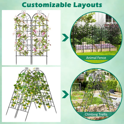 71 x 20 Inch Metal Garden Trellis, Set of 4, Black Decorative Fencing & Flooring at Gallery Canada