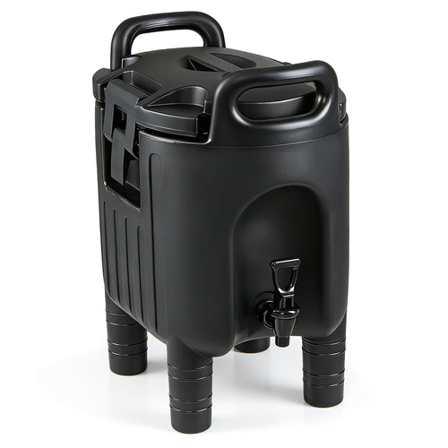2.6 Gal Insulated Beverage Dispenser, With Handles And Two-Stage Faucet, Black