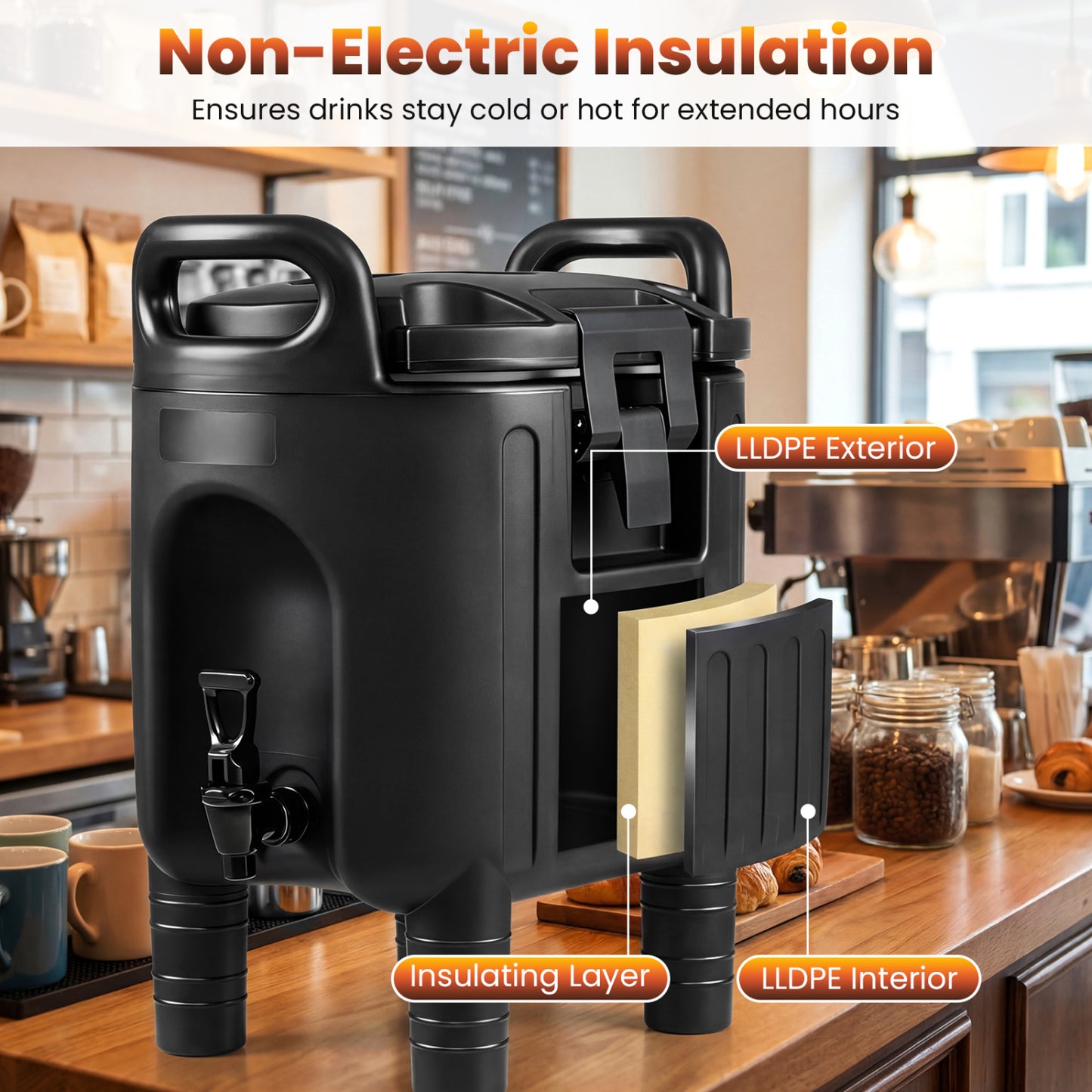 2.6 Gal Insulated Beverage Dispensers, Set of 3, Black Water Dispensers at Gallery Canada