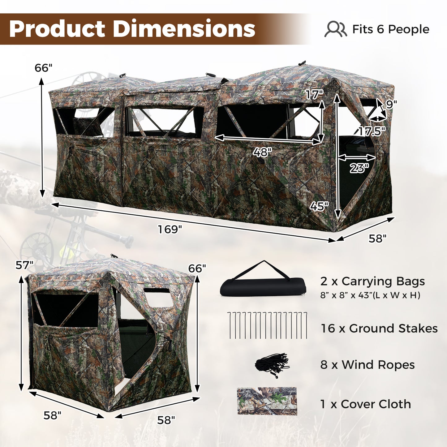 2-6 Person Side-by-Side Hunting Blinds Double One-way See-through Ground Blinds Tents at Gallery Canada