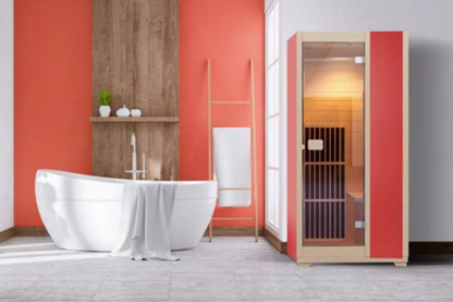 Vienna | Far Infrared Sauna | Canadian Hemlock Very Low EMF | 72.8"H x 35.4"W x 25.6"D | 1 Person