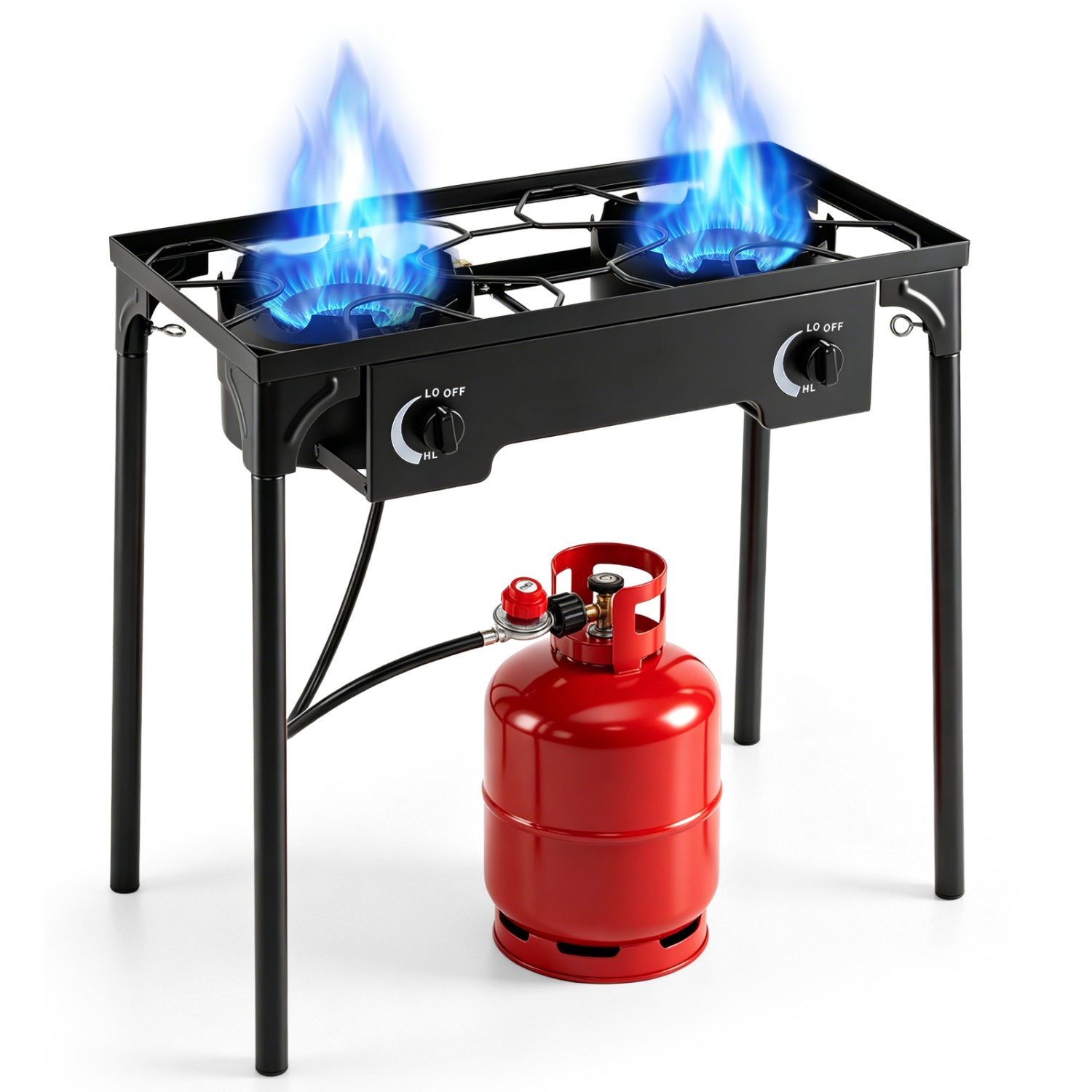 2 Burner Propane Stove, 160000 BTU, Adjustable Regulator & Hose, Black Outdoor Grills at Gallery Canada
