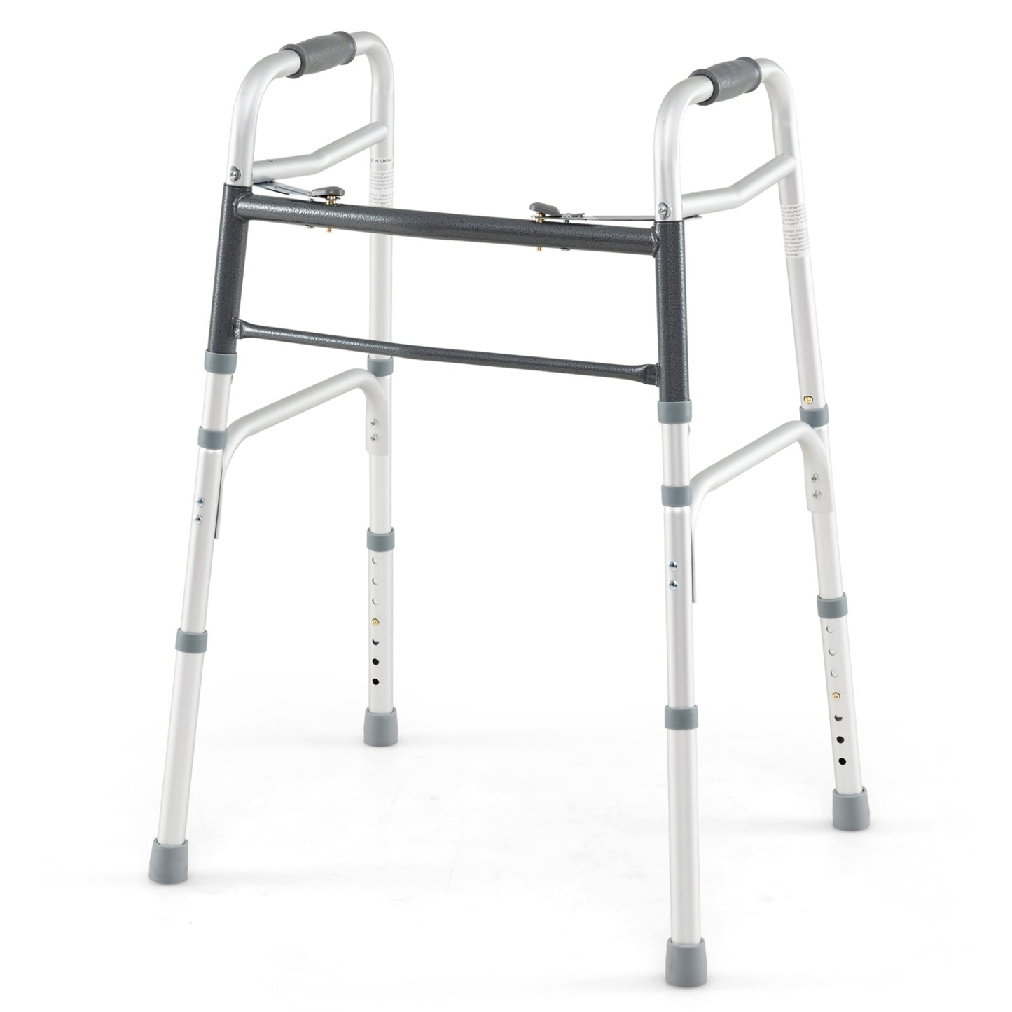2-Button Folding Walker Lightweight with 7-Level Adjustable Height, Silver Walkers & Rollators at Gallery Canada