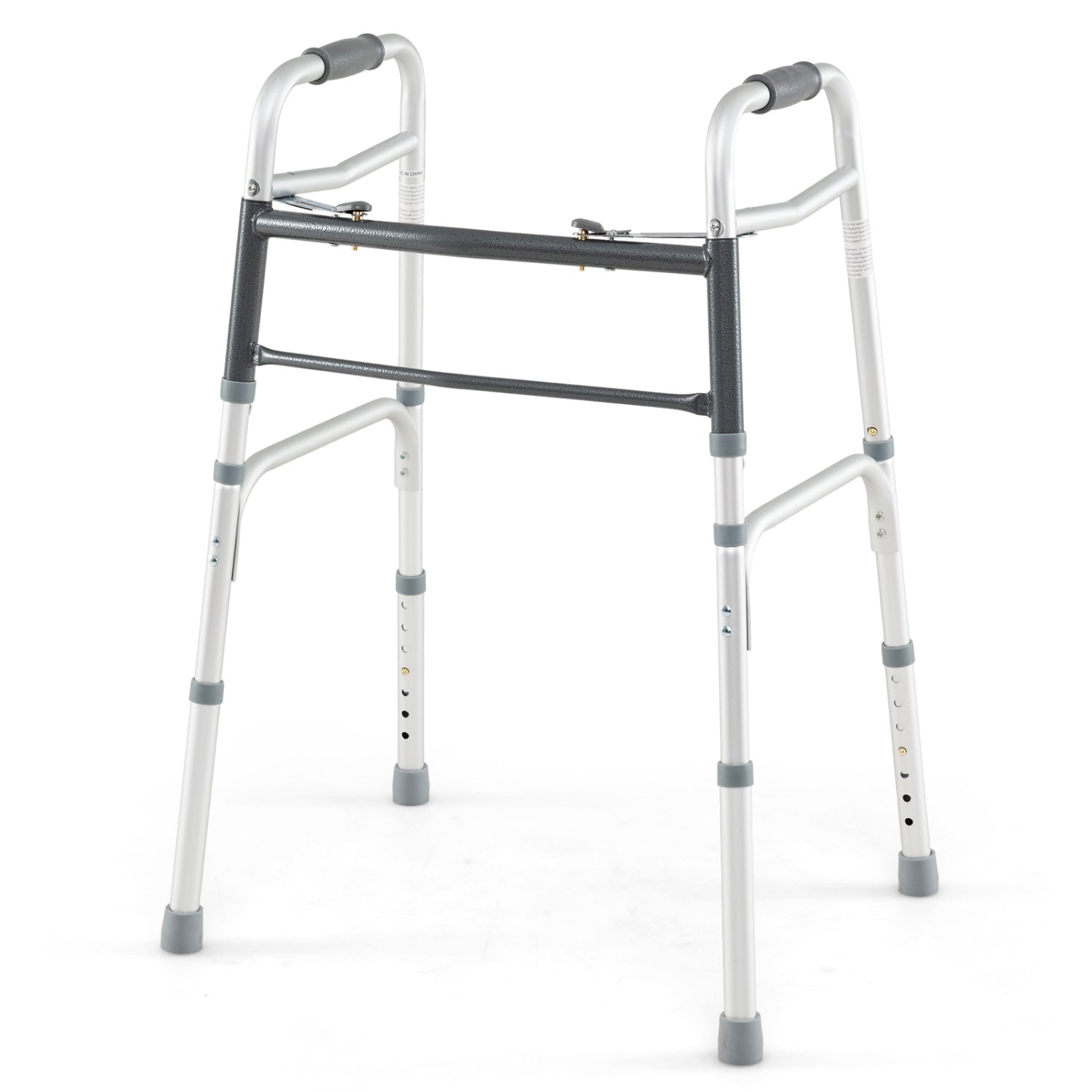 2-Button Folding Walker Lightweight with 7-Level Adjustable Height, Silver Walkers & Rollators at Gallery Canada