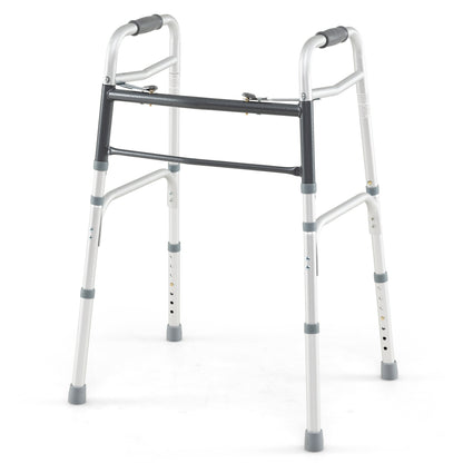 2-Button Folding Walker Lightweight with 7-Level Adjustable Height, Silver Walkers & Rollators at Gallery Canada