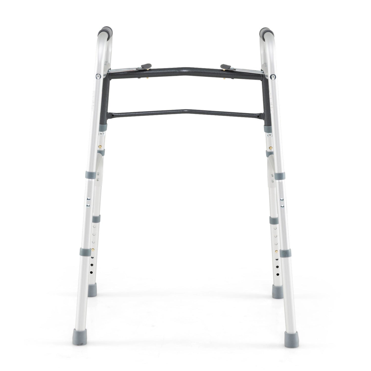2-Button Folding Walker Lightweight with 7-Level Adjustable Height, Silver Walkers & Rollators Silver at Gallery Canada