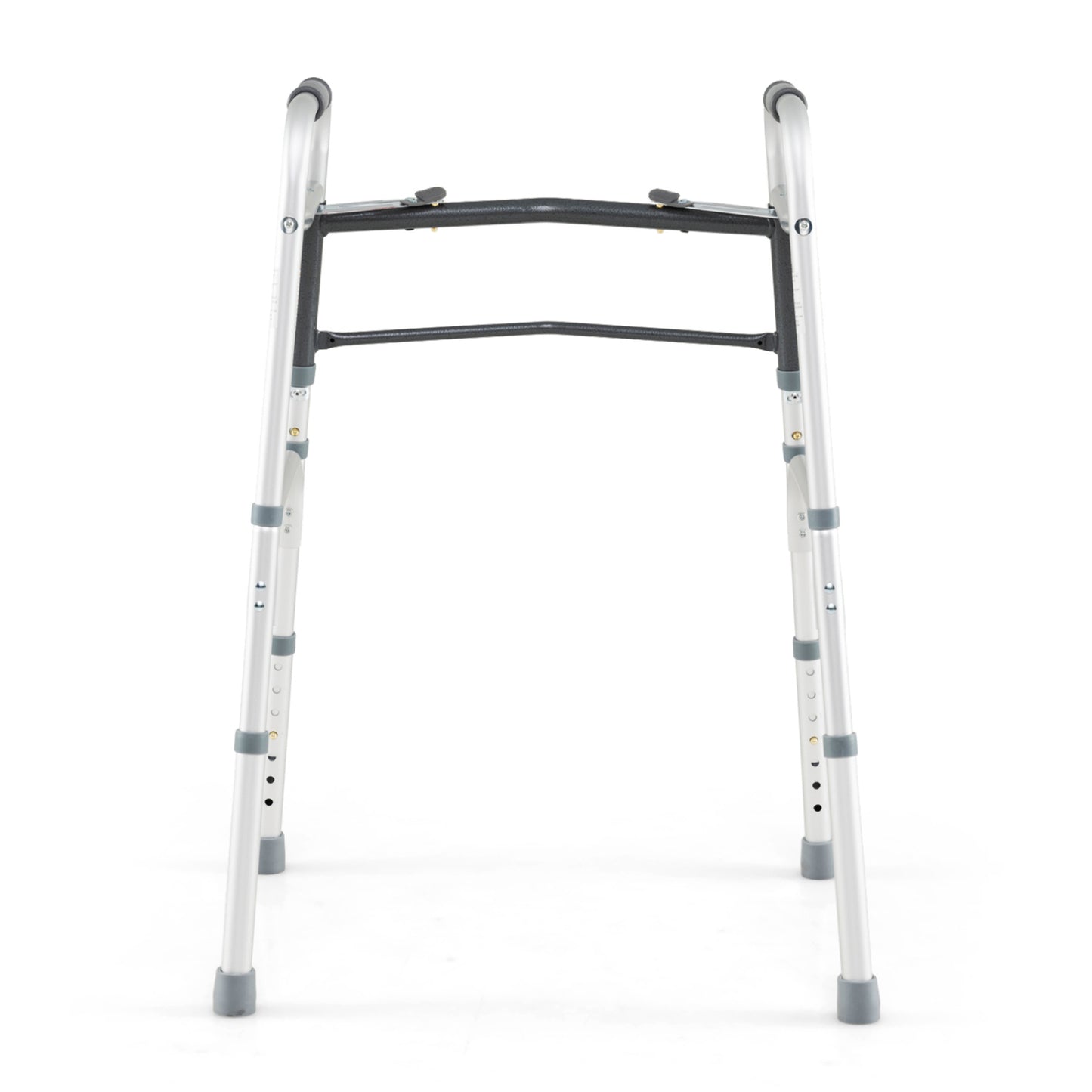 2-Button Folding Walker Lightweight with 7-Level Adjustable Height, Silver Walkers & Rollators Silver at Gallery Canada