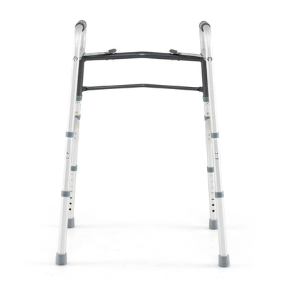 2-Button Folding Walker Lightweight with 7-Level Adjustable Height, Silver Walkers & Rollators Silver at Gallery Canada