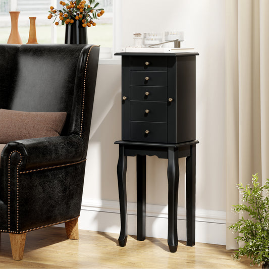 2 Colors Armoire Storage Standing Jewelry Cabinet with Mirror, Black Jewelry Armoires Black at Gallery Canada