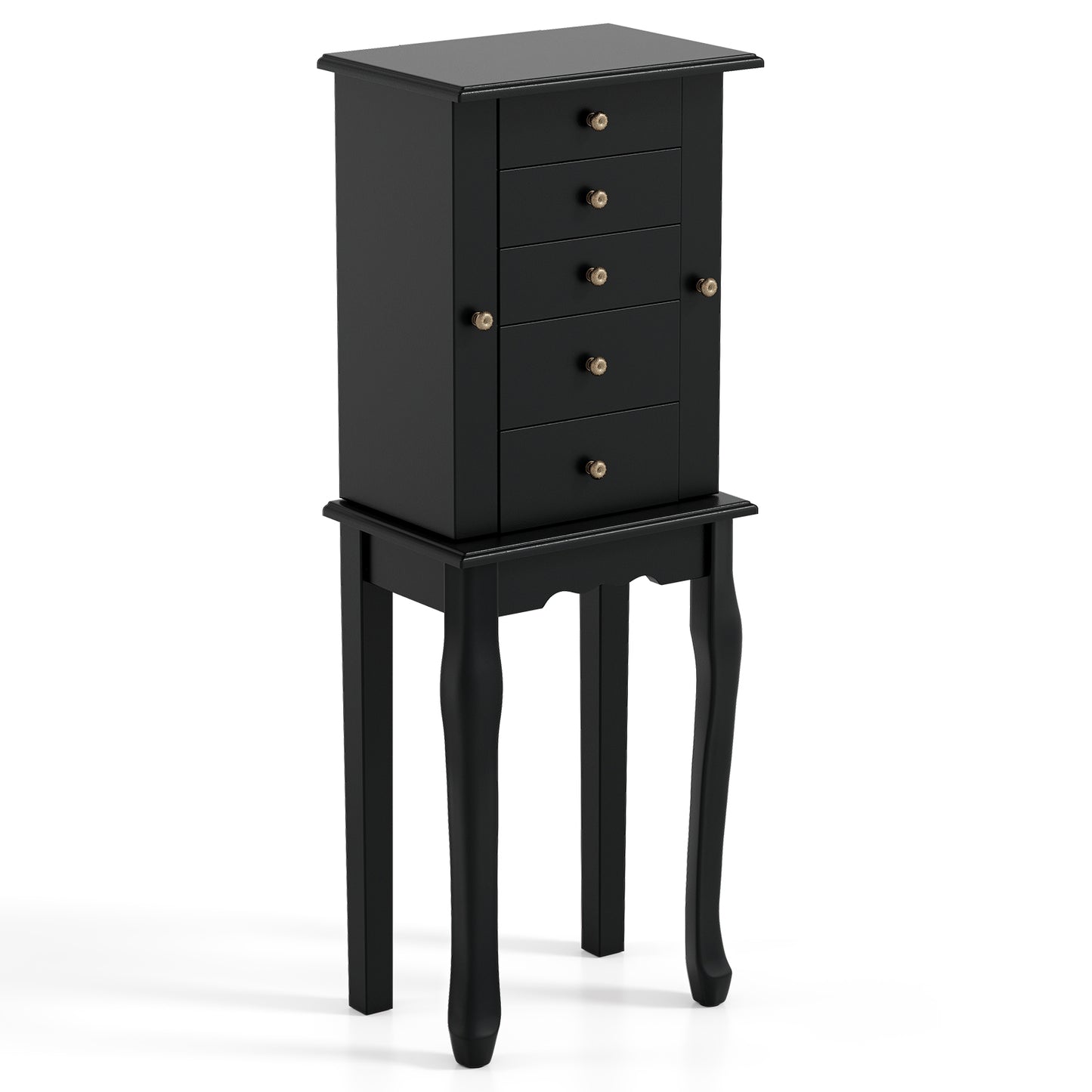 2 Colors Armoire Storage Standing Jewelry Cabinet with Mirror, Black Jewelry Armoires Black at Gallery Canada