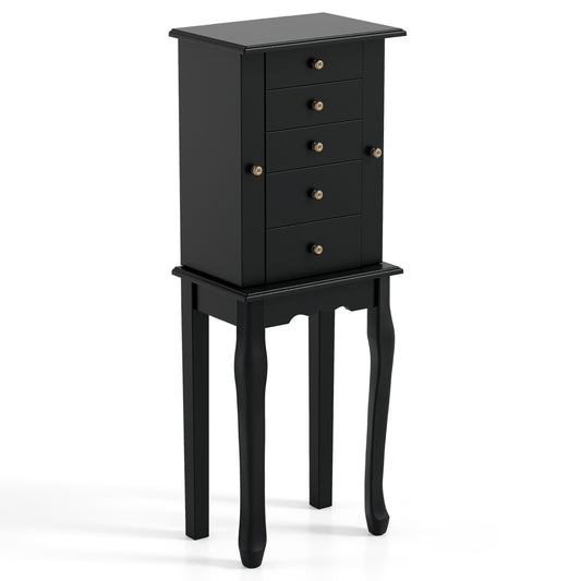 2 Colors Armoire Storage Standing Jewelry Cabinet with Mirror, Black Jewelry Armoires Black at Gallery Canada