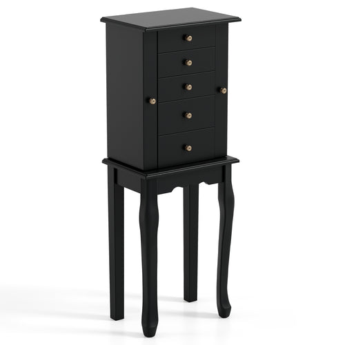 2 Colors Armoire Storage Standing Jewelry Cabinet with Mirror, Black