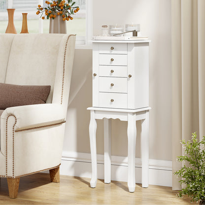 2 Colors Armoire Storage Standing Jewelry Cabinet with Mirror, White Jewelry Armoires at Gallery Canada