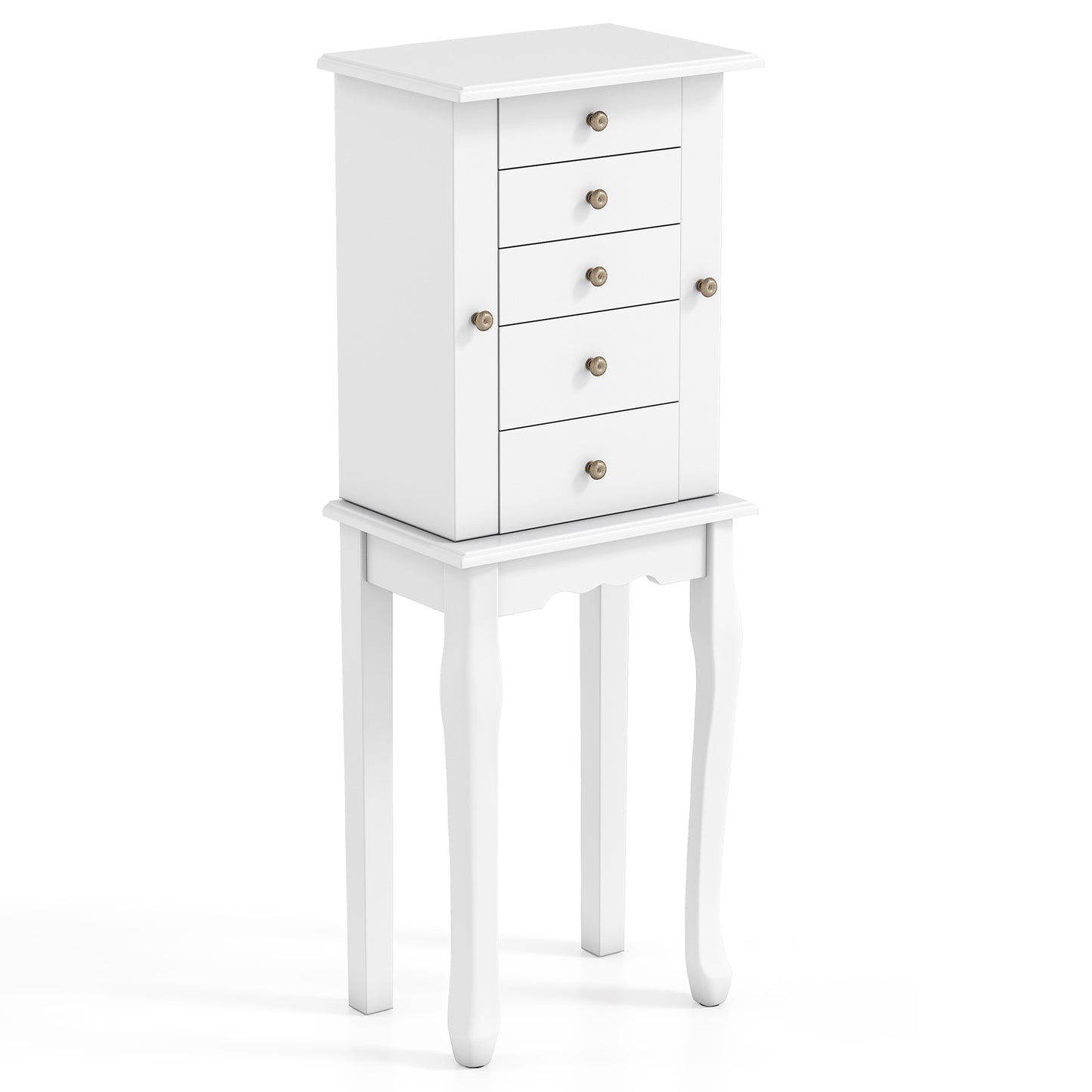 2 Colors Armoire Storage Standing Jewelry Cabinet with Mirror, White Jewelry Armoires at Gallery Canada