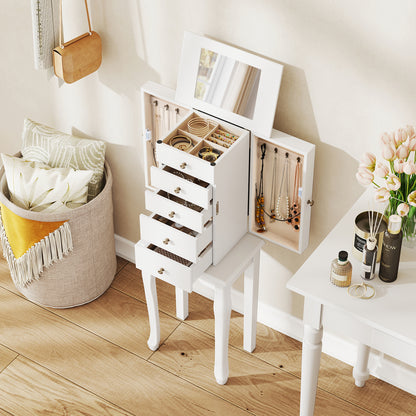 2 Colors Armoire Storage Standing Jewelry Cabinet with Mirror, White Jewelry Armoires at Gallery Canada