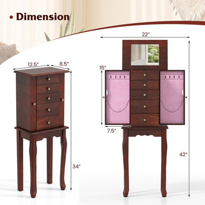 Armoire Storage Standing Jewelry Cabinet With Mirror, Brown Jewelry Armoires at Gallery Canada