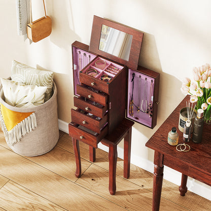 Armoire Storage Standing Jewelry Cabinet With Mirror, Brown Jewelry Armoires at Gallery Canada