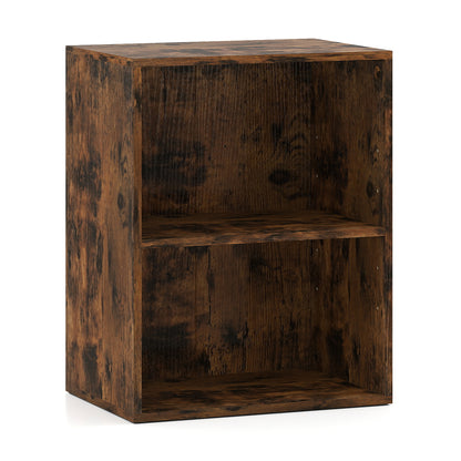 2-Cube Bookcase Floor Standing Open Bookshelf with 5-Position Adjustable Shelf, Brown Bookcases at Gallery Canada