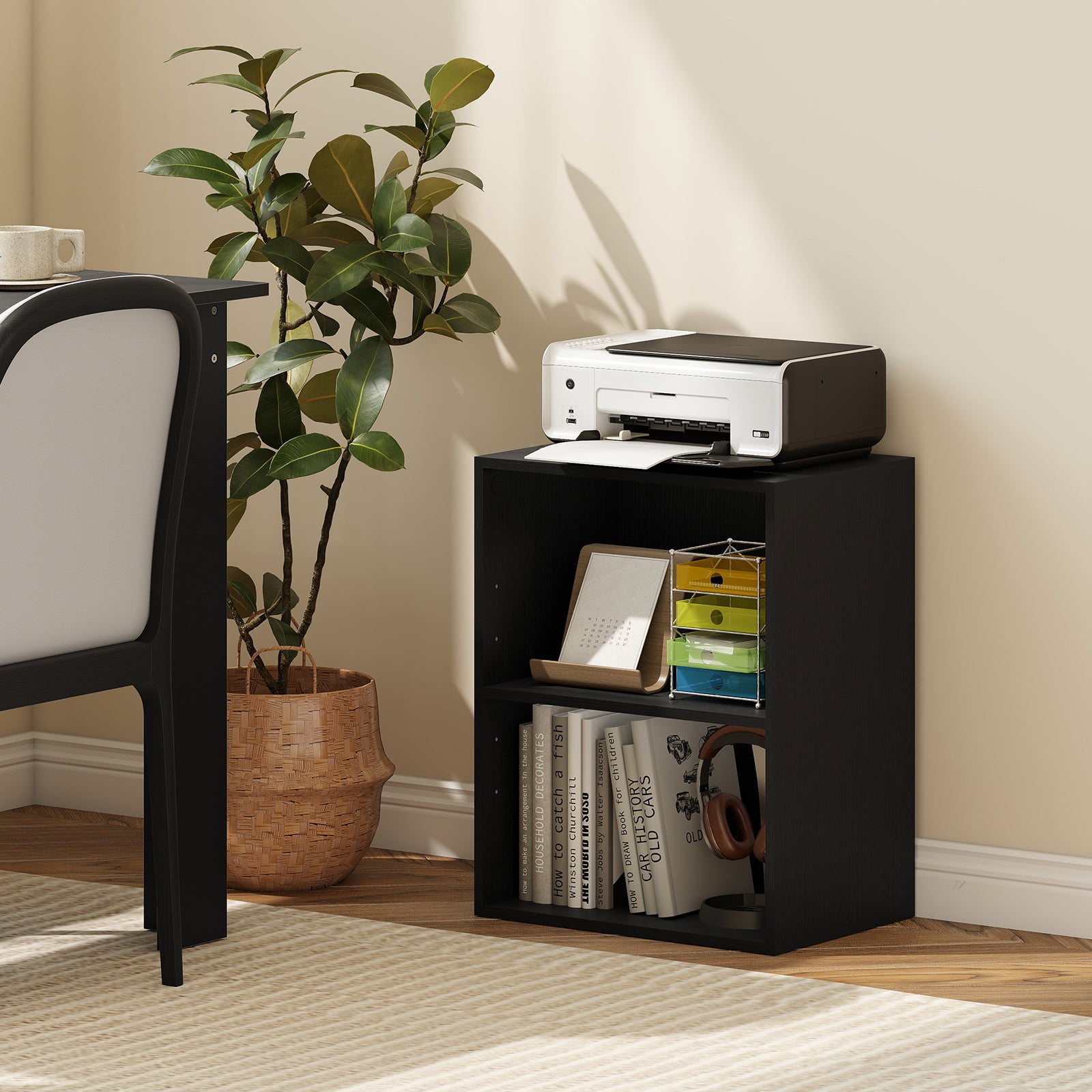 2-Cube Bookcase Floor Standing Open Bookshelf with 5-Position Adjustable Shelf, Black Bookcases at Gallery Canada