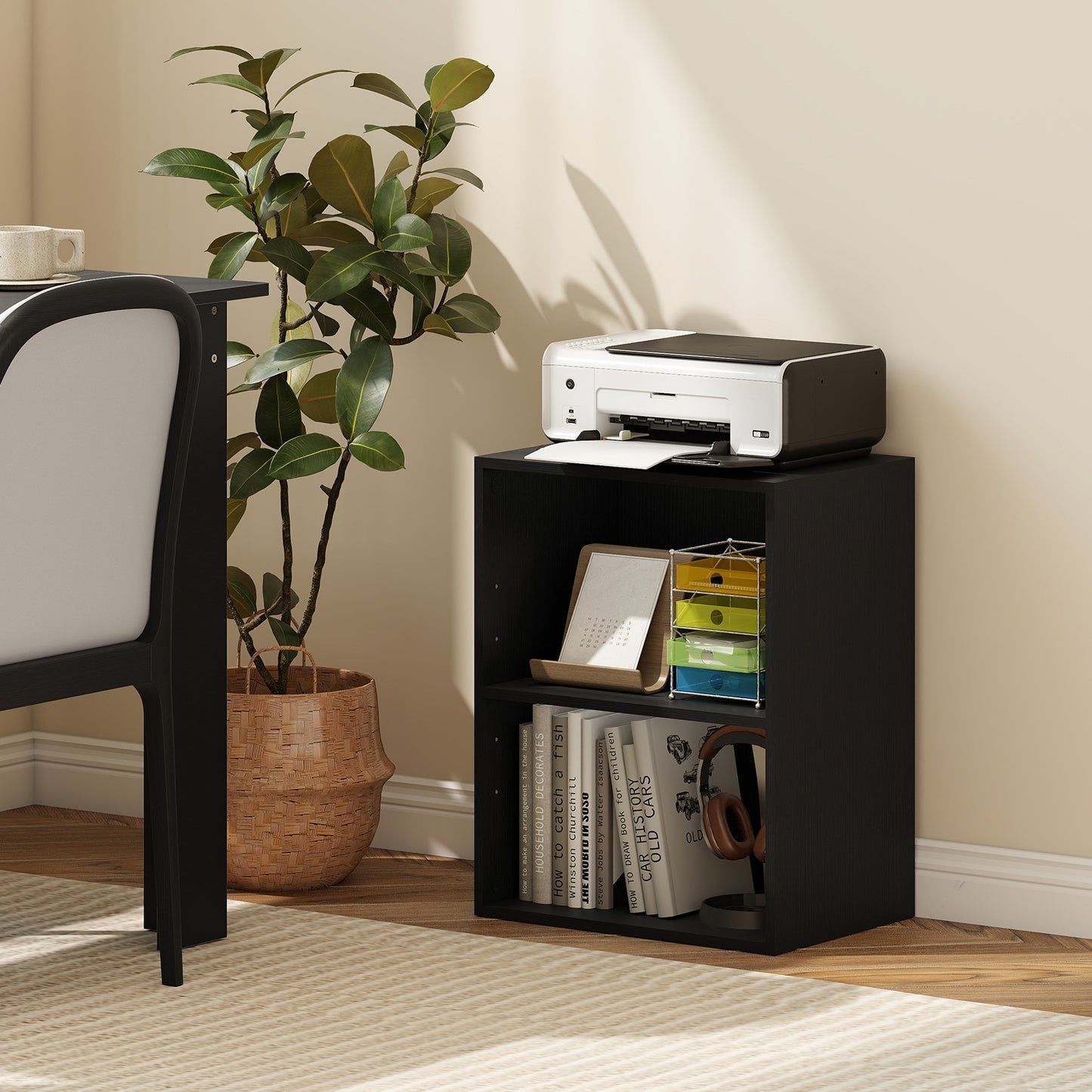 2-Cube Bookcase Floor Standing Open Bookshelf with 5-Position Adjustable Shelf, Black Bookcases at Gallery Canada