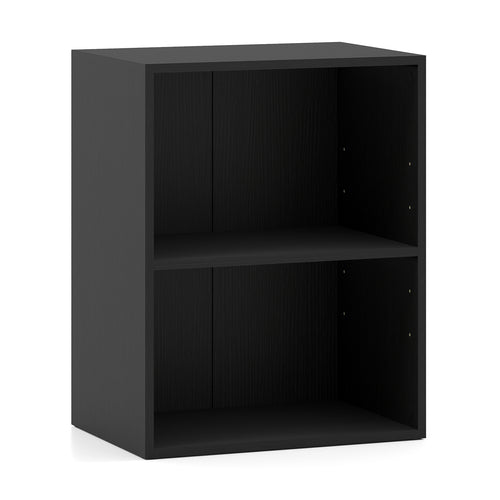 2-Cube Bookcase Floor Standing Open Bookshelf with 5-Position Adjustable Shelf, Black